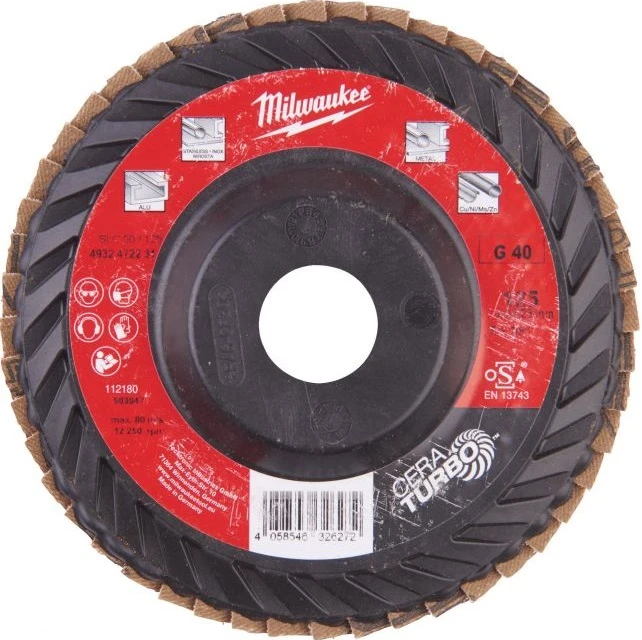 Диск пелюстковий Milwaukee CERA TURBO, 125x22.2мм, K40