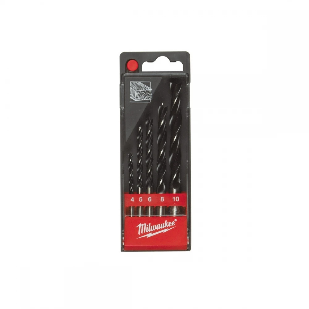 Набір свердел по дереву Milwaukee, 5шт, 4-10мм, кейс