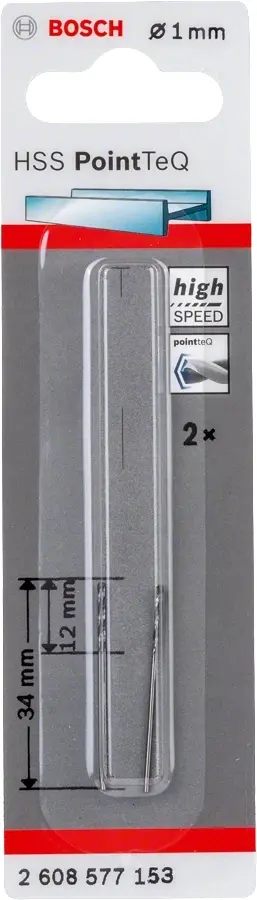 Свердло по металу Bosch Professional HSS-PointTeQ, 1х12х34мм, 2шт - 2
