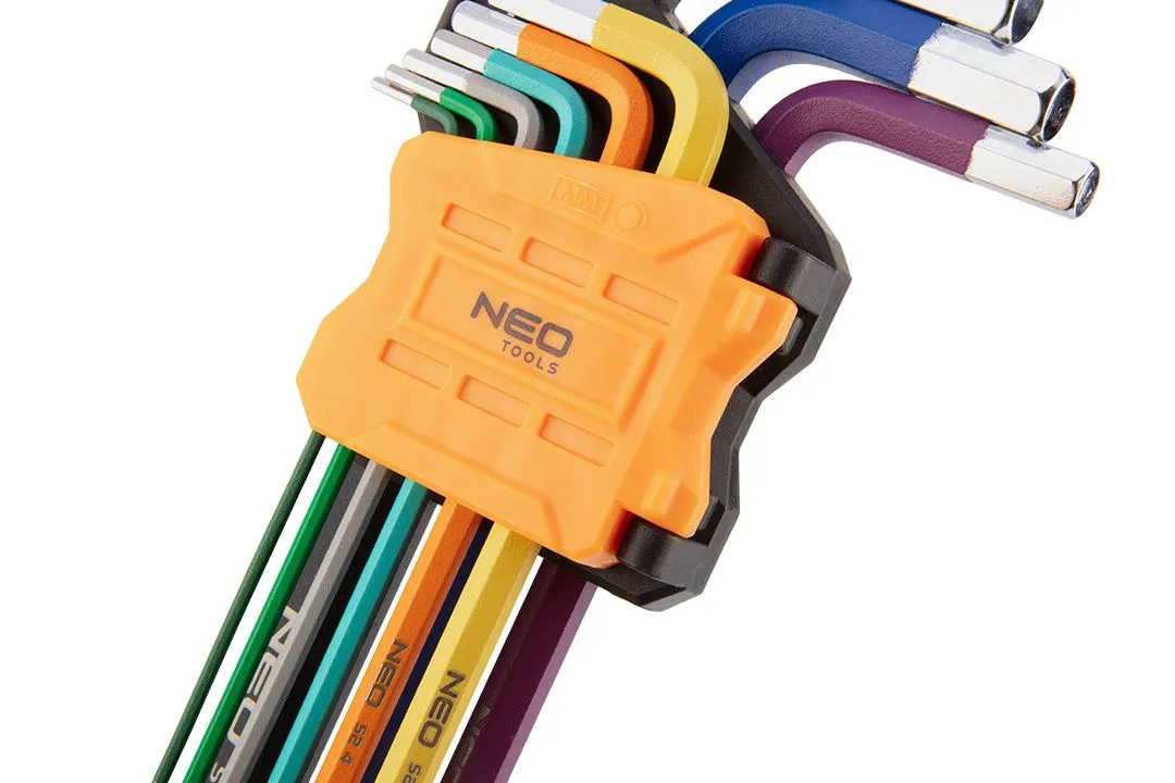 Ключі шестигранні Neo Tools, набір 9шт, кулястий наконечник, кольорові, сталь S2, 1.5-10мм - 8