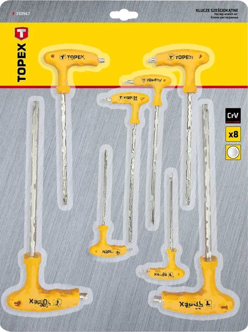 Ключі шестигранні TOPEX, набір 8шт, Т-подібне руків'я, CrV, 2-10мм - 2