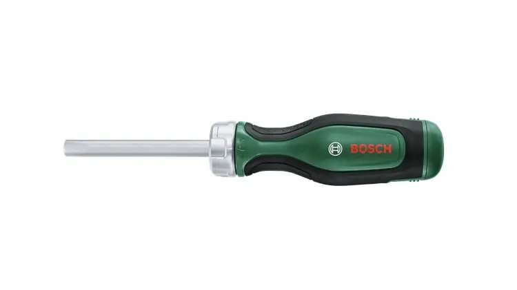 Викрутка Bosch з тріскачкою, 12 насадок, руків'я PC+ABS+TPR , 207мм, сталь CrV - 6
