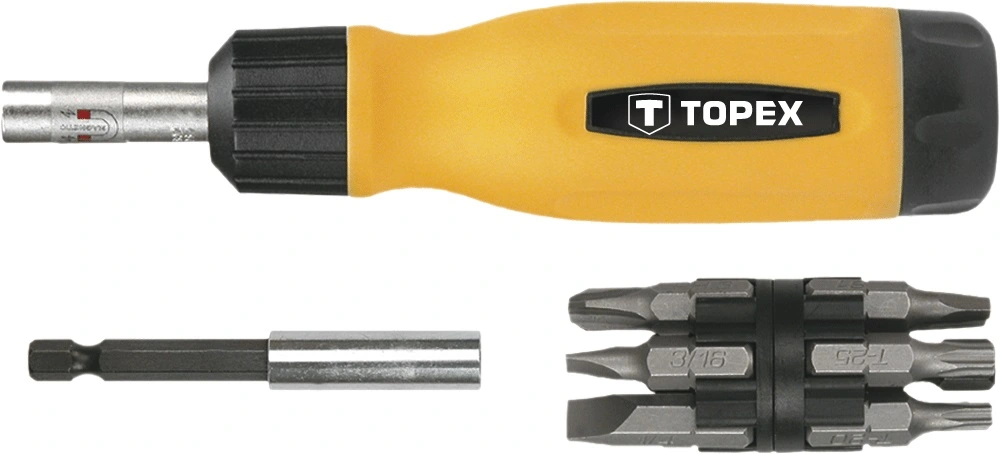 Викрутка TOPEX набір 14шт, бітотримач 1/4", 12 біт, SL,PH,PZ,Torx, сталь CrV