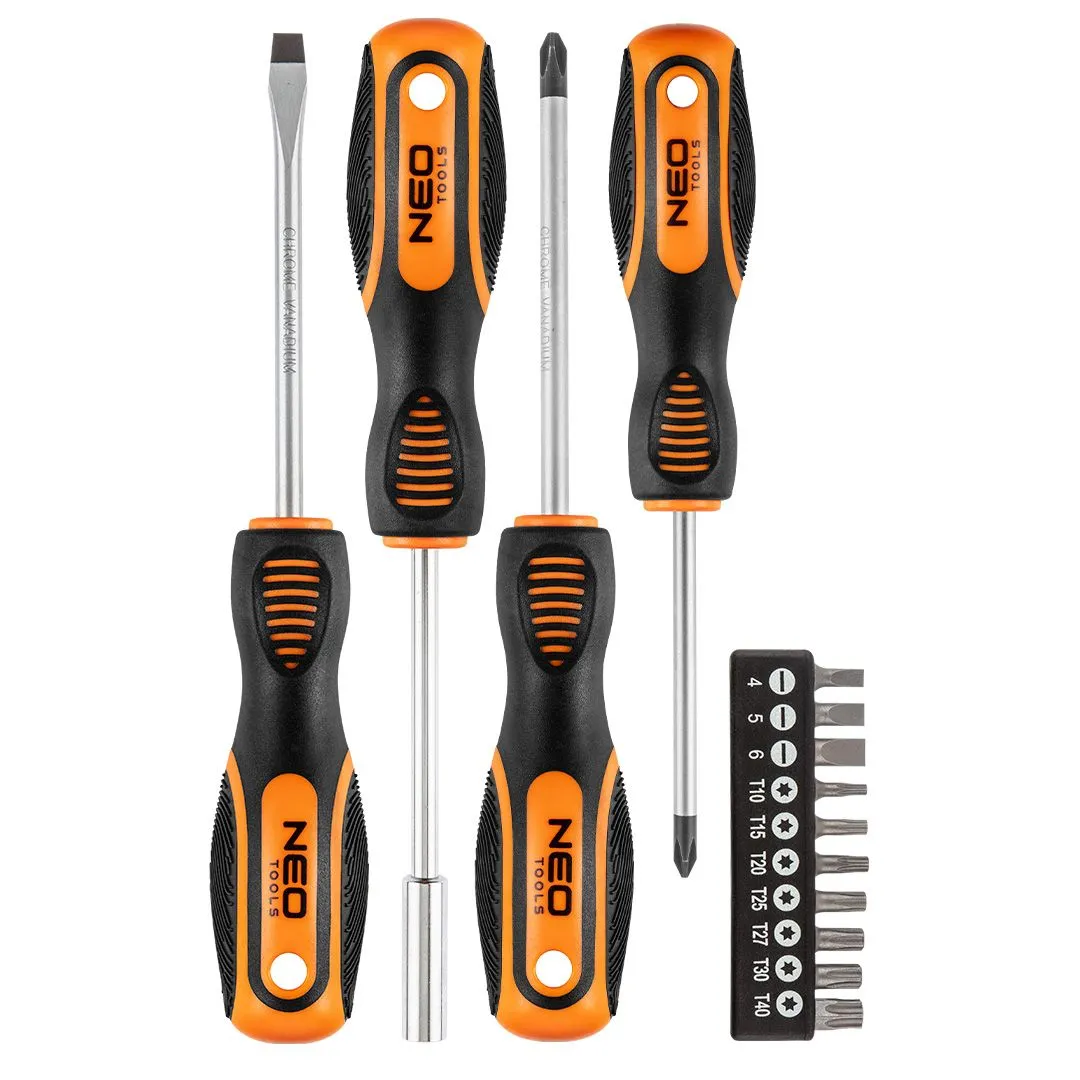 Викрутки Neo Tools набір 14шт, 10 біт, SL,PH,Torx, сталь CrV