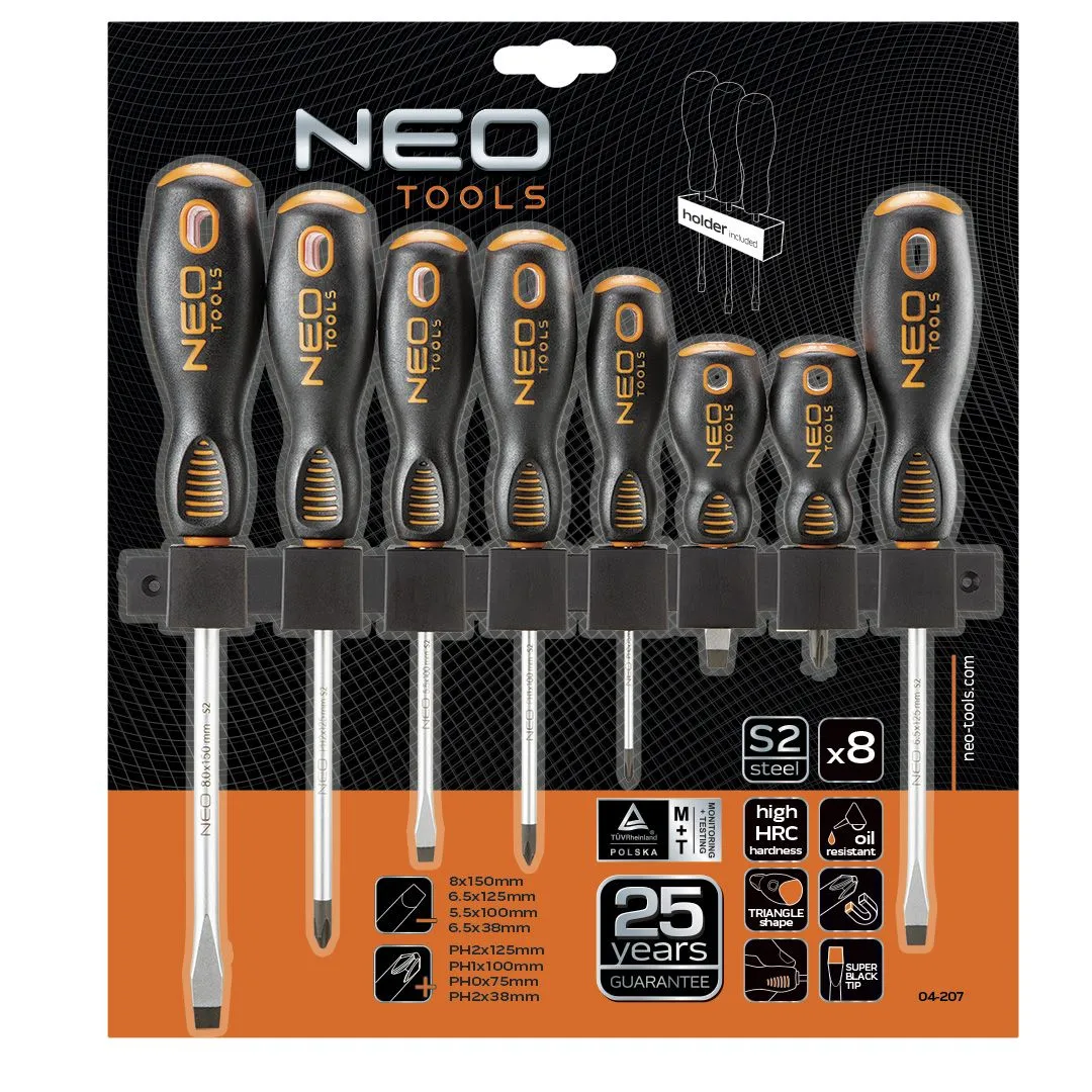 Викрутки Neo Tools набір 8шт, SL,PH, сталь S2 - 4