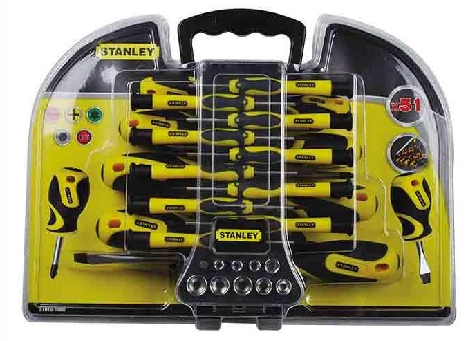 Викрутки Stanley набір 51шт, 21 біта, SL,PH,Torx,H, 9 торцевих головок, кейс