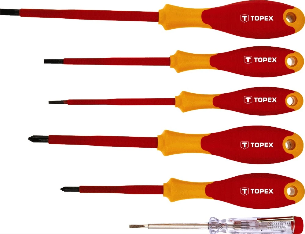 Викрутки TOPEX набір 6шт, діелектричні, тестер напруги, SL,PH, сталь CrMo