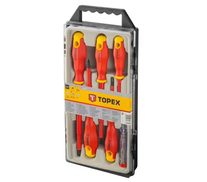 Викрутки TOPEX набір 6шт, діелектричні, тестер напруги, SL,PH, сталь CrV - 2