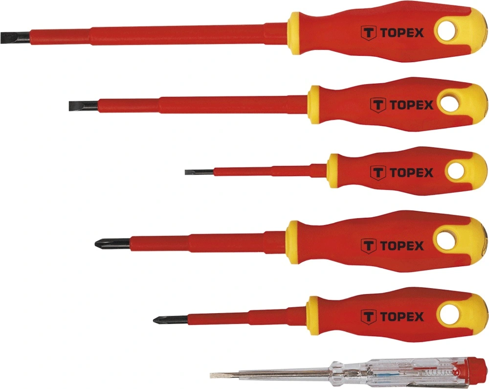 Викрутки TOPEX набір 6шт, діелектричні, тестер напруги, SL,PH, сталь CrV