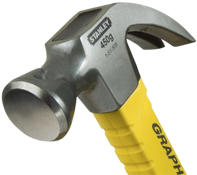 Молоток Stanley теслі Graphite Curve Claw, 450г, 350мм, з загнутий цвяходером - 7