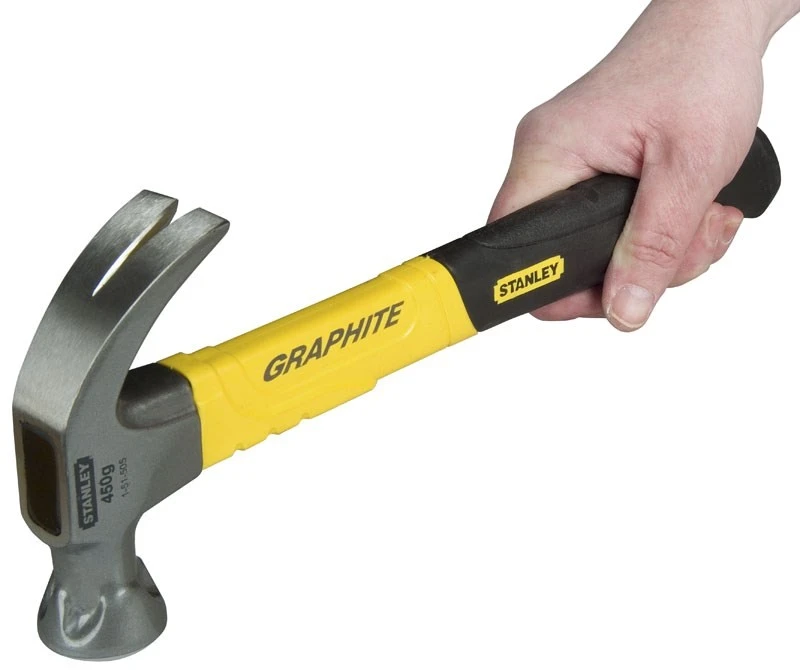Молоток Stanley теслі Graphite Curve Claw, 450г, 350мм, з загнутий цвяходером - 4