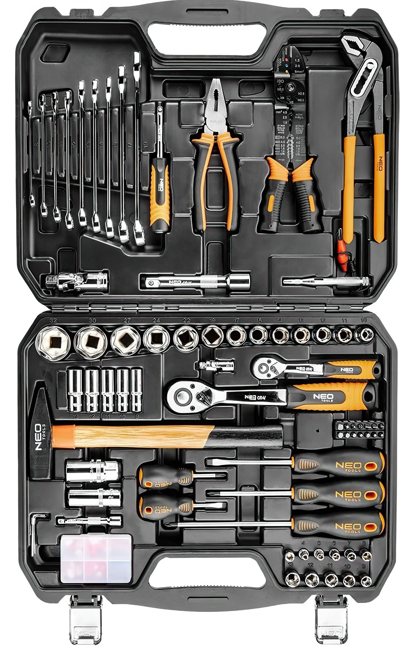 Набір інструментів Neo Tools, 1/2", 1/4", 100шт, універсальний, CrV - 6