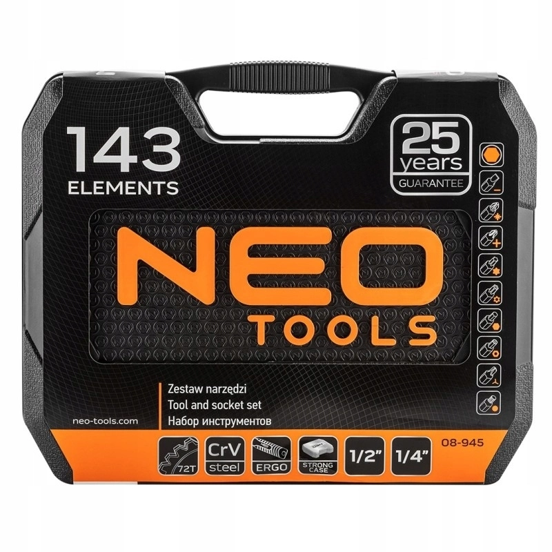 Набір інструментів Neo Tools, 143шт, універсальний, CrV та S2 - 2