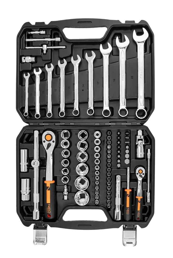 Набір інструментів Neo Tools, 82шт, 1/2", 1/4", CrV, кейс - 4