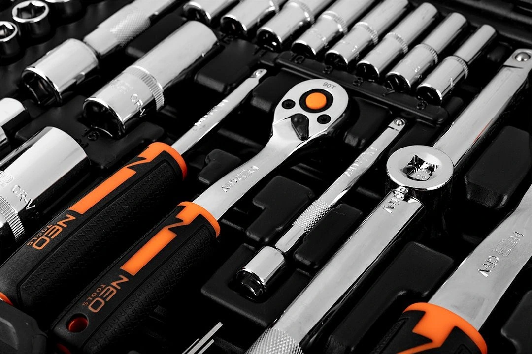 Набір інструментів Neo Tools, набір торцевих головок, 110шт, 1/2", 1/4", CrV, кейс - 5