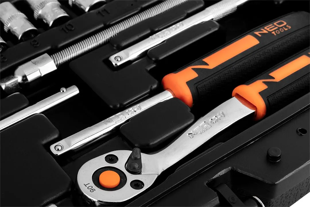 Набір інструментів Neo Tools, набір торцевих головок, 46шт, 1/4", CrV, кейс - 6