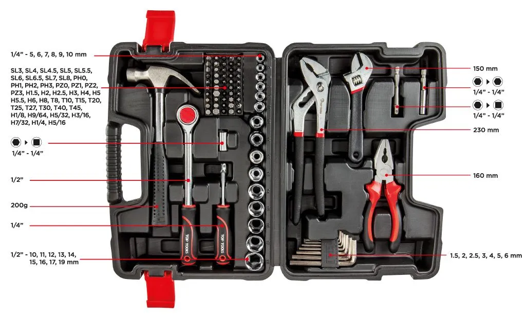 Набір інструментів Top Tools, 1/2", 1/4", 81шт, універсальний - 2