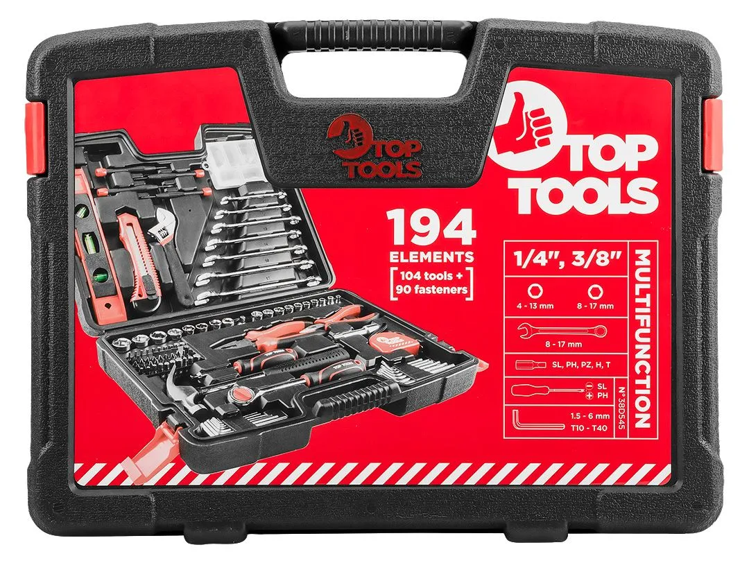 Набір інструментів Top Tools, 1/4", 3/8", 194шт, універсальний - 10