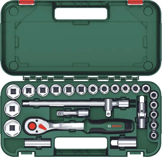 Набір торцевих головок Bosch, 1/2", 25 предметів, з тріскачкою - 3