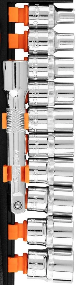 Набір торцевих головок Neo Tools, 12шт, 1/2", тріскачка 90 зубців, CrV - 2