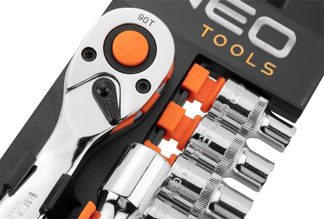 Набір торцевих головок Neo Tools, 12шт, 1/2", тріскачка 90 зубців, CrV - 3