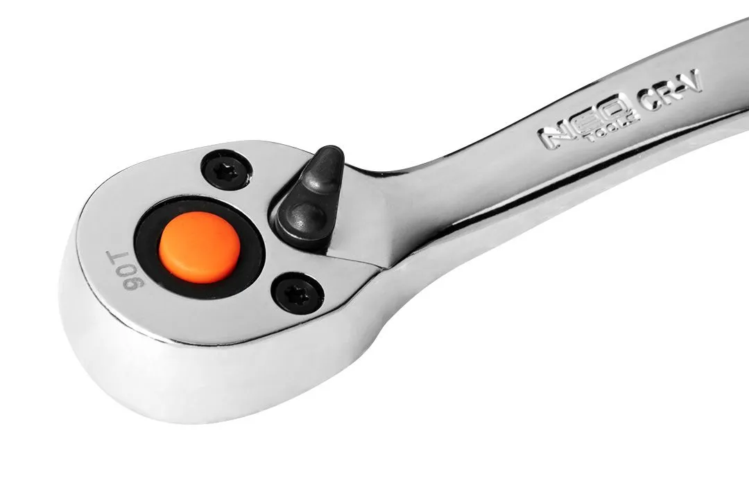 Набір торцевих головок Neo Tools, 14шт, 1/4", тріскачка 90 зубців, CrV - 2