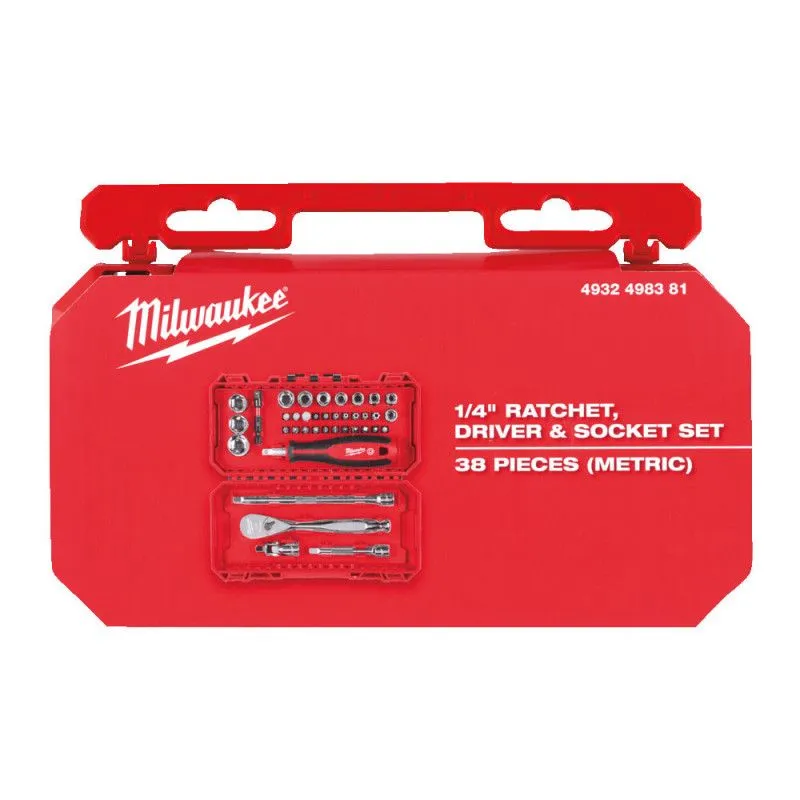 Набір торцевих головок та біт Milwaukee, 1/4", з тріскачкою, 38шт - 3