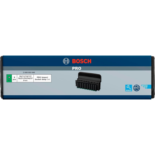Набір ударних торцевих головок Bosch Professional Deep 9шт 1/2" - 4