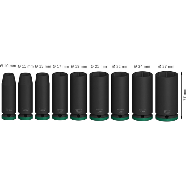 Набір ударних торцевих головок Bosch Professional Deep 9шт 1/2" - 3
