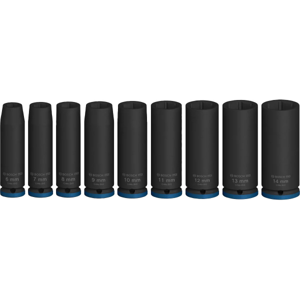 Набір ударних торцевих головок Bosch Professional Deep 9шт 1/4" 50мм - 2