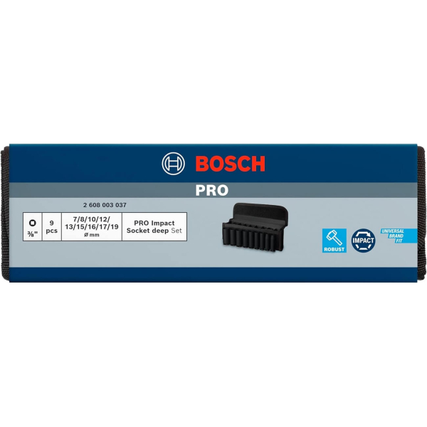 Набір ударних торцевих головок Bosch Professional Deep 9шт 3/8" 63мм - 4