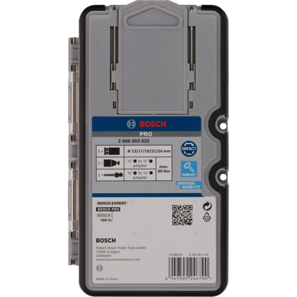 Набір ударних торцевих головок Bosch Professional Standart 7шт 1/2" з адаптером - 3