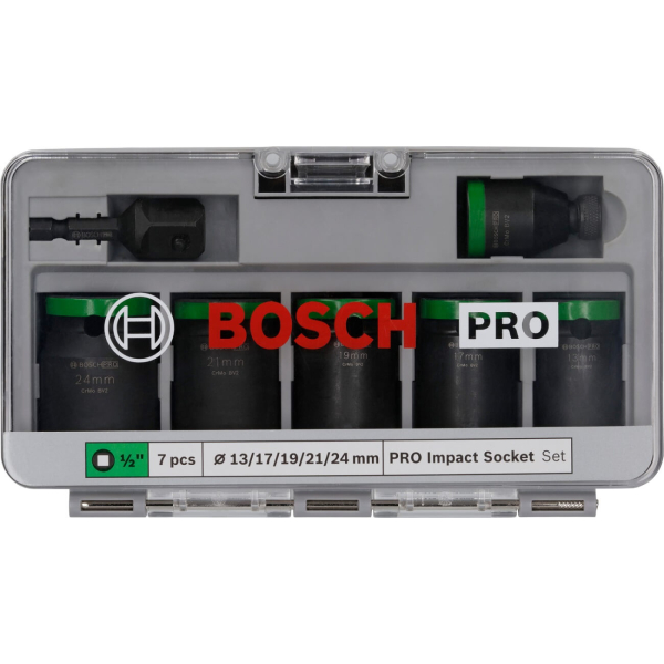 Набір ударних торцевих головок Bosch Professional Standart 7шт 1/2" з адаптером - 2