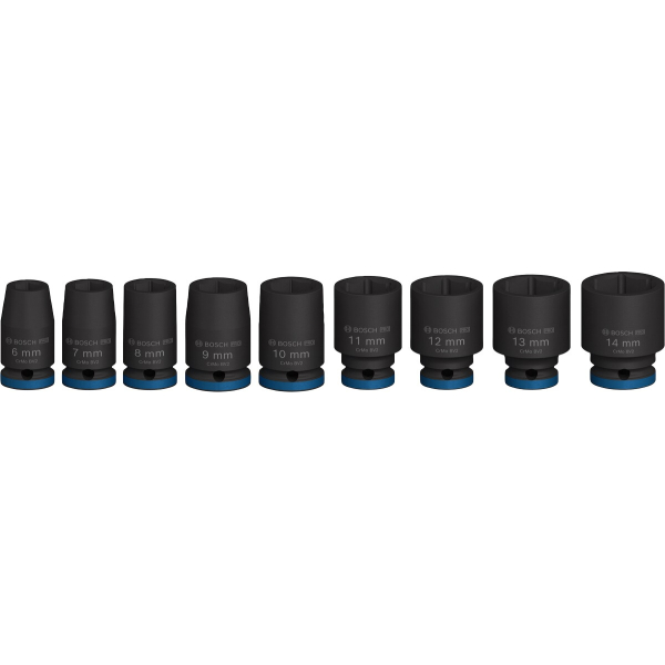 Набір ударних торцевих головок Bosch Professional Standart 9шт 1/4" 25мм - 2