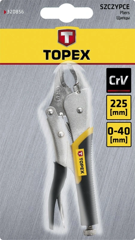 Кліщі затискні TOPEX, 0-40мм, храповий механізм, 225мм, CrV - 4