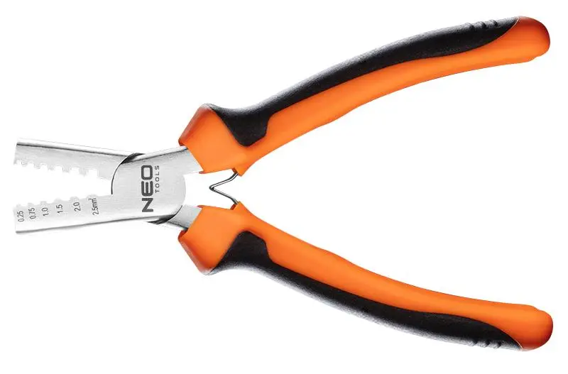 Кліщі обтискні Neo Tools, для обтиску наконечників 0.25-2.5мм2, 140мм