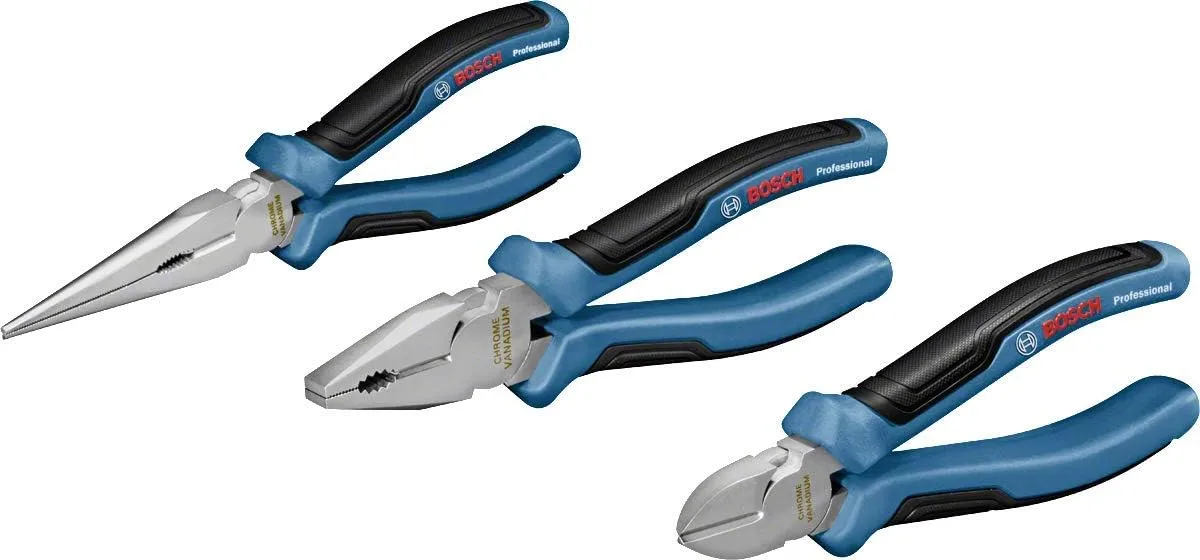 Плоскогубці Bosch Professional набір 3шт, комбіновані, подовжені, бокорізи