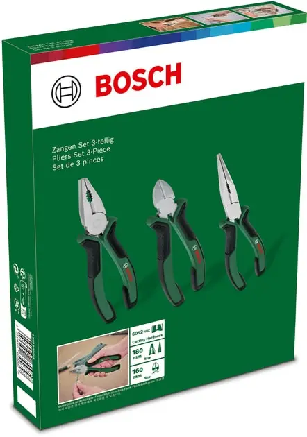 Плоскогубці Bosch набір 3шт, комбіновані, подовжені, бокорізи - 18