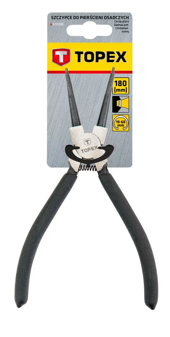 Щипці для стопорних кілець TOPEX, внутрішні, прямі, 19-60мм, 180мм - 2