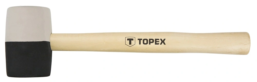 Киянка гумова TOPEX 450г 58мм руків'я дерев'яне чорно-біле