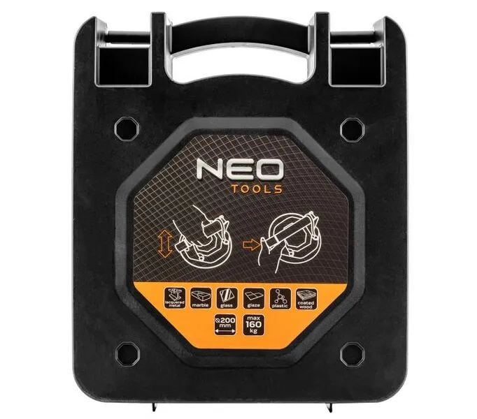 Присоска вакуумна Neo Tools, одинарна, пластиковий корпус, діаметр 200мм, кейс, 160кг - 3