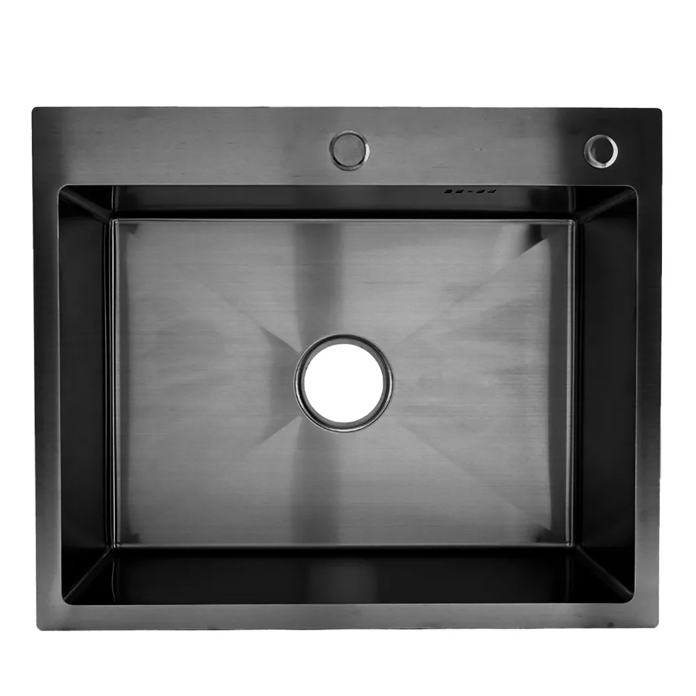 ID 6050-B мийка одинар.600x500x215мм,  (3.0/0.8мм), сифон, дозатор, кошик, PVD Black {1/1}