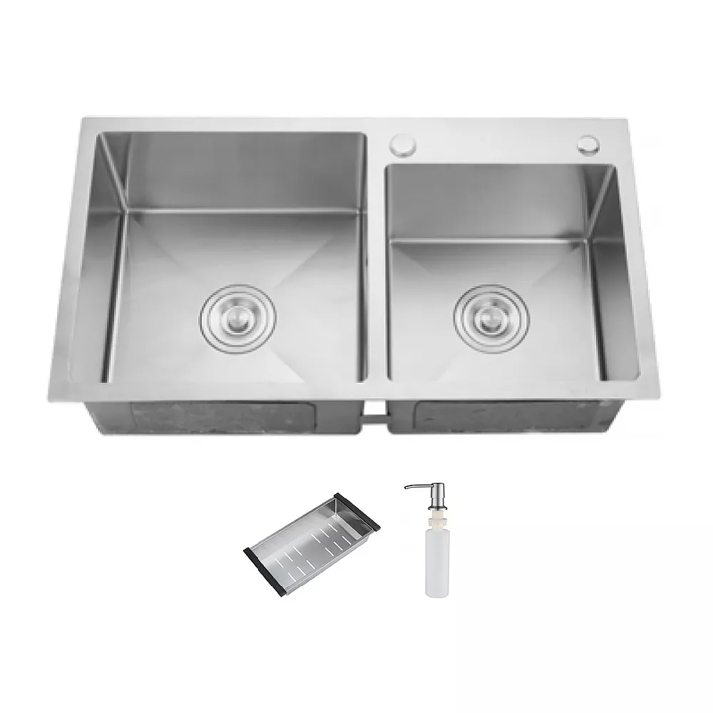 ID 7541 мийка подвійн.750x410x215мм,  (3.0/0.8),SUS 304 сифон, дозатор  кошик, Satin {1/1}