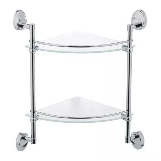 Полиця скляна кутова Frap F1907-2, 2-х ярусна, 290х290 мм