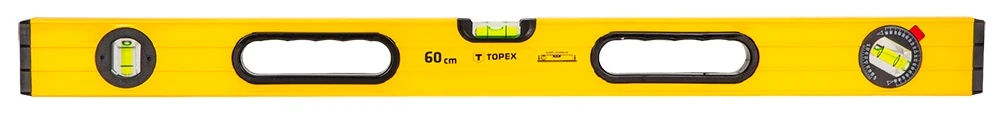 Рівень TOPEX тип 600, 60см, 3 капсули, алюмінієвий, отвори для руки