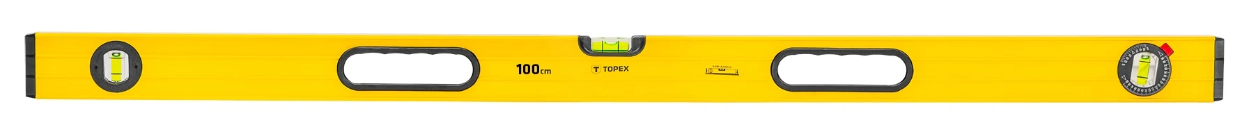 Рівень TOPEX тип 600, 100см, 3 капсули, алюмінієвий, отвори для руки