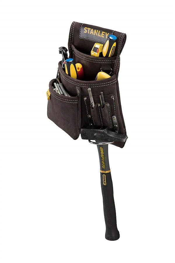 Сумка поясна для інструменту Stanley, Кишеня, 3 відділення, металевий тримач молотка, 25x28х9см - 2