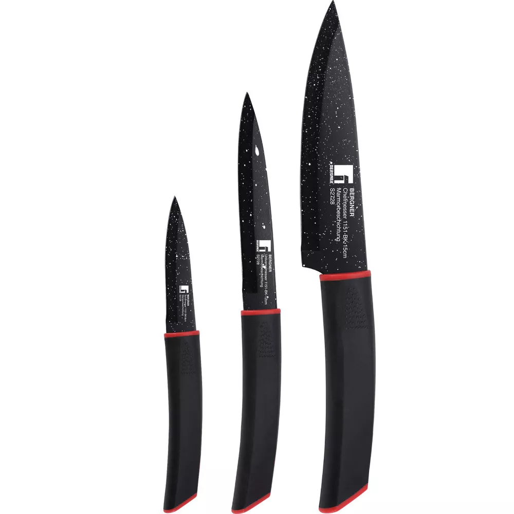 BG-1151-BK Набір ножів із покриттям "під мармур" Bergner Keops marble, 3 шт (BG-1151-BK)