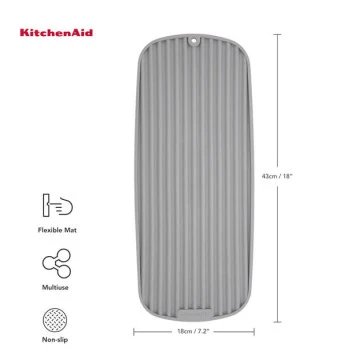 Килимок для сушіння посуду KitchenAid Sinkware, 43 х 18 см, сірий (KEG186OHGSA) - 2