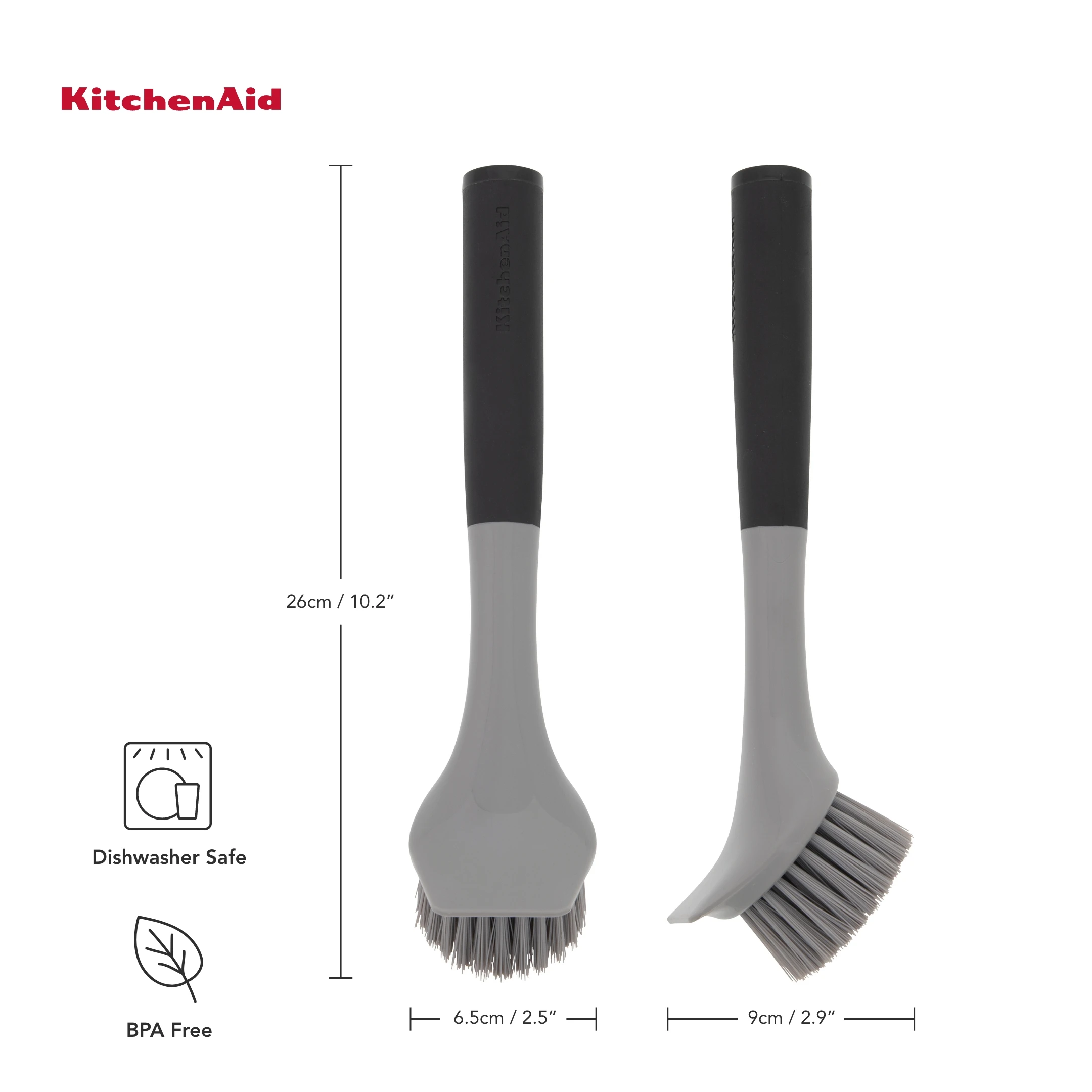 Щітка для миття посуду KitchenAid Sinkware, 26 см, сірий (KEG882OHOBA) - 2